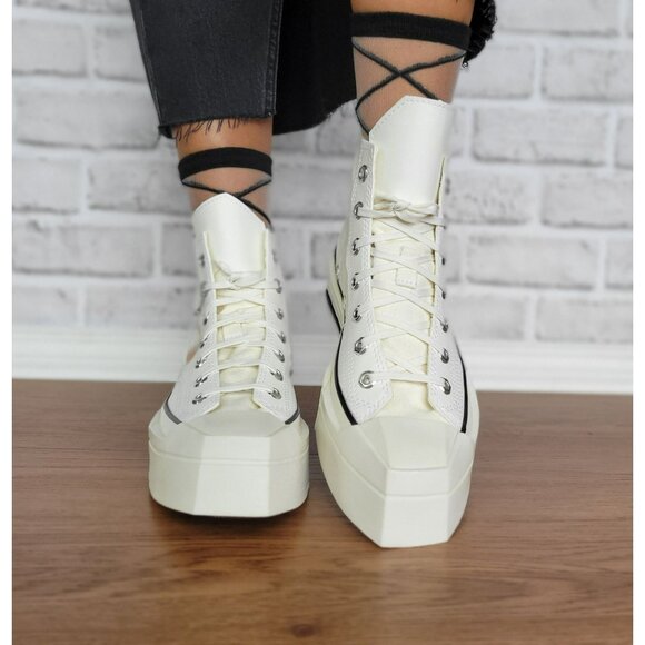 ⭐Converse Chuck 70 De Luxe Squared Hi Sz 8 Women's Shoes Sneakers White A06436C - Picture 4 of 11